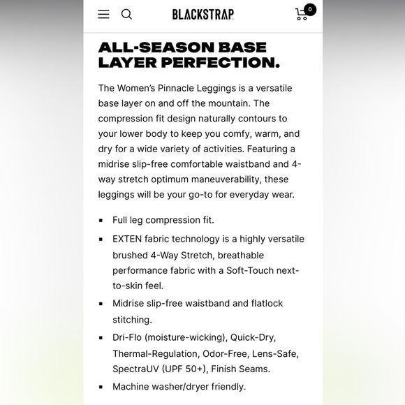 Blackstrap Pinnacle All-Season Base Layer Black & Pink Leggings - Picture 10 of 10